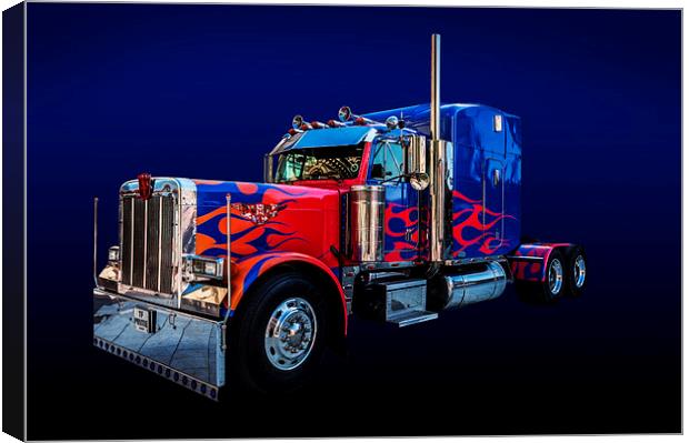 American Peterbilt Truck Blue Canvas Print by Steve Purnell