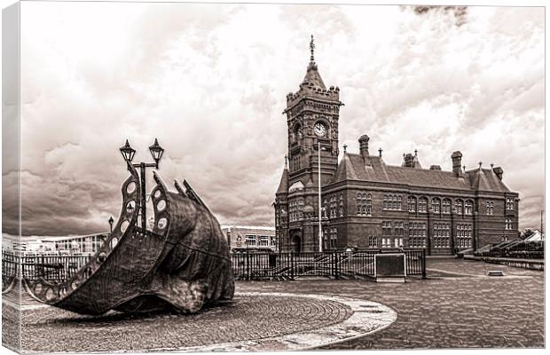 Cardiff Bay Mono Canvas Print by Steve Purnell