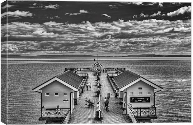 View Over The Pier Mono Canvas Print by Steve Purnell