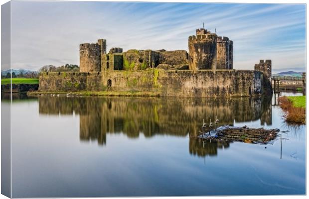 Caerphilly Castle Long Exposure 1 Canvas Print by Steve Purnell