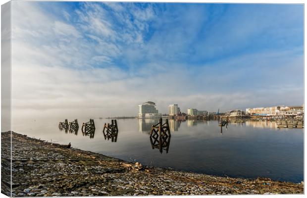 Fog In The Bay 3 Canvas Print by Steve Purnell