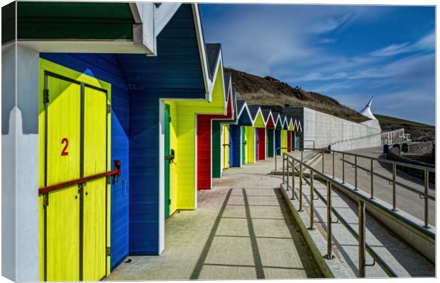 Beach Huts At Barry Island Canvas Print by Steve Purnell