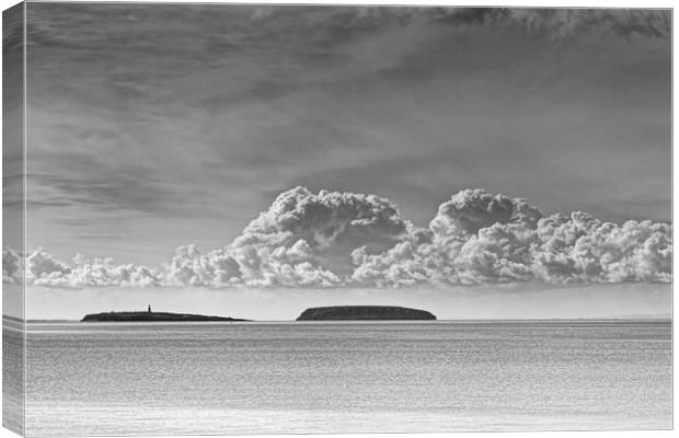 Flat Holm And Steep Holm Mono Canvas Print by Steve Purnell