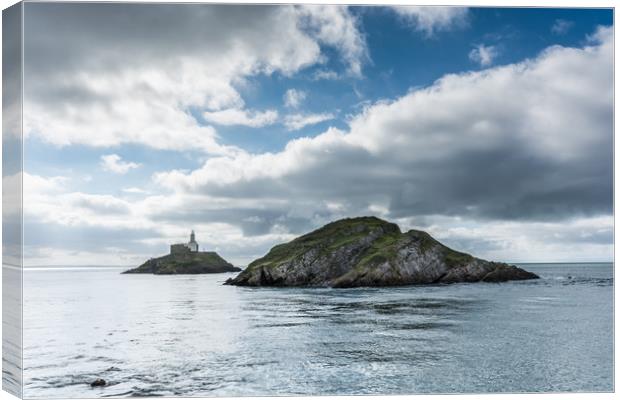 Mumbles Lighthouse 1 Canvas Print by Steve Purnell