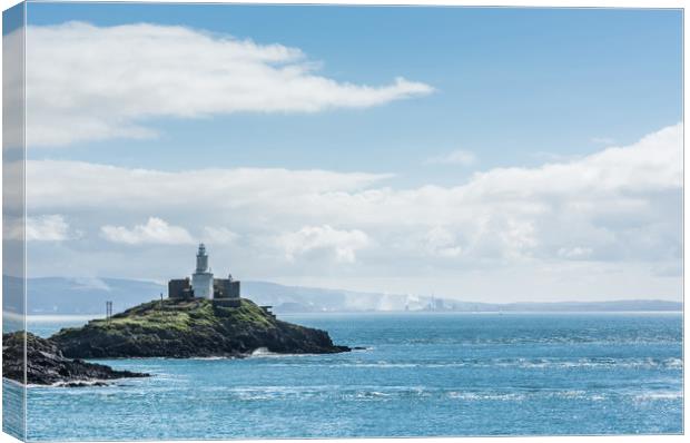 Mumbles Lighthouse 2 Canvas Print by Steve Purnell