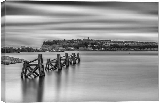 Four Minutes At Cardiff Bay Mono Canvas Print by Steve Purnell