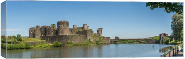Caerphilly Castle Panorama South View Canvas Print by Steve Purnell