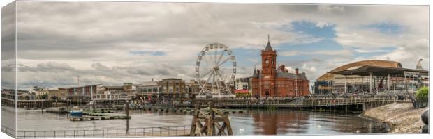 Panoramic Cardiff Bay 1 Canvas Print by Steve Purnell