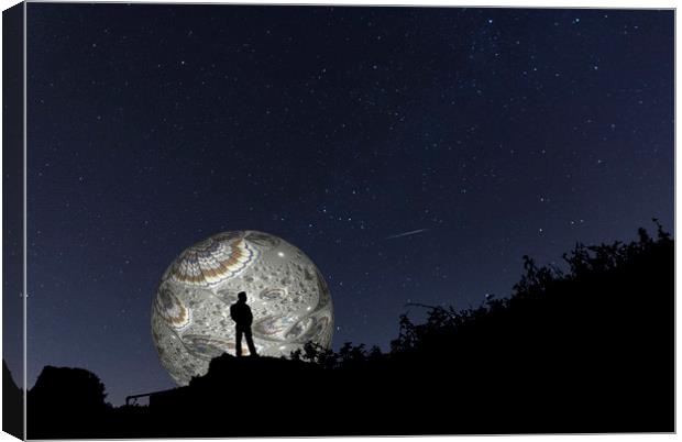The Man In The Fractal Moon Canvas Print by Steve Purnell