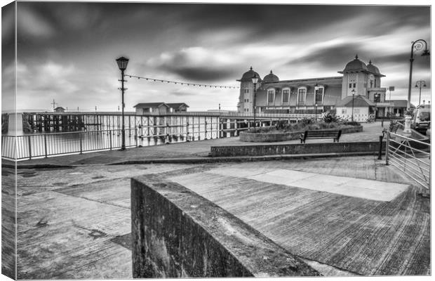 Moody Penarth Pier 3 Canvas Print by Steve Purnell