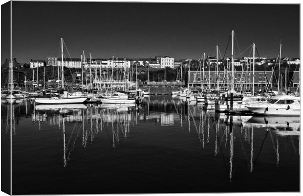 Milford Haven Marina Monochrome Canvas Print by Steve Purnell