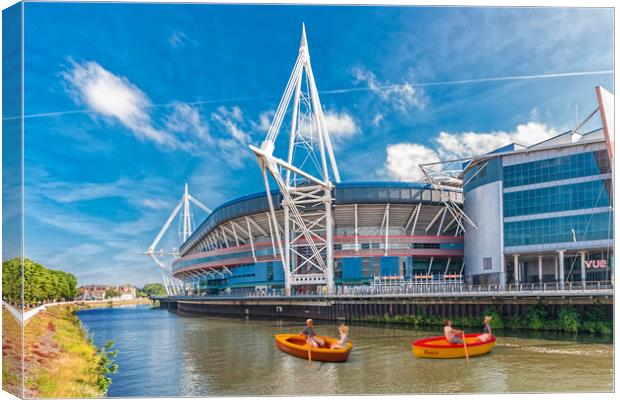 Little Rowers At The Millennium Stadium Canvas Print by Steve Purnell