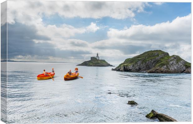 Little People At Mumbles Pier Canvas Print by Steve Purnell