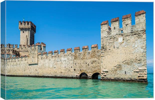 The Mighty Fortress of Sirmione Canvas Print by Steve Purnell