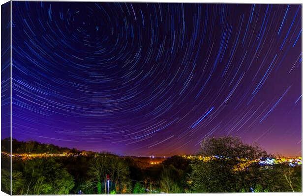 Rhymney Valley Star Trails Canvas Print by Steve Purnell