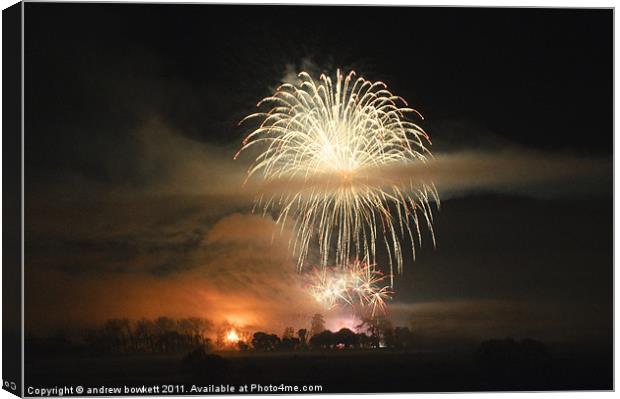 Sherborne castle fireworks Canvas Print by andrew bowkett