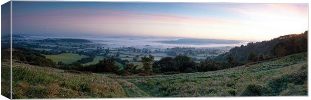 Sunrise over the Blackmore vale Canvas Print by andrew bowkett