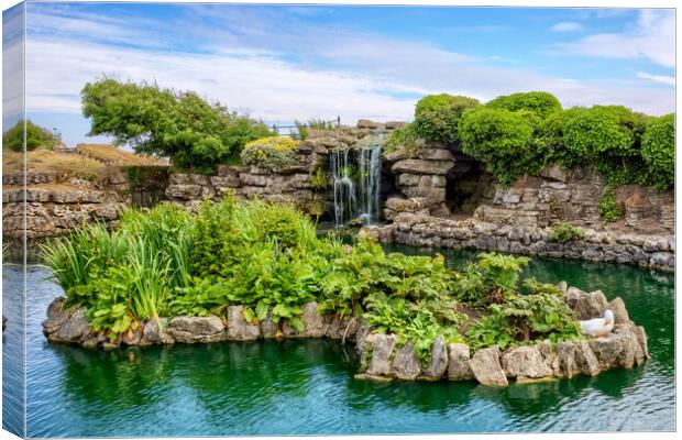 Waterfall in St Annes Gardens Canvas Print by Roger Green
