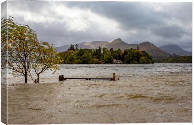 Wind and Rain at Derwentwater Canvas Print by Roger Green