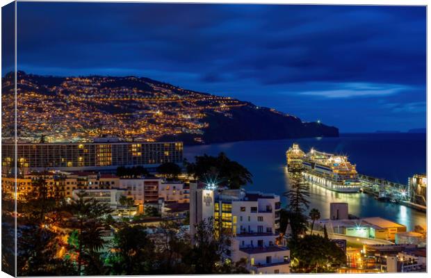 Funchal All Lit Up Canvas Print by Roger Green
