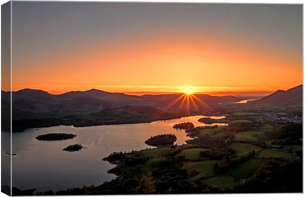 Sunset over Keswick Canvas Print by Roger Green