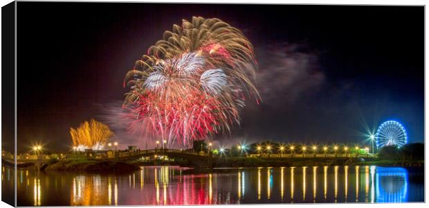 Southport Fireworks Canvas Print by Roger Green