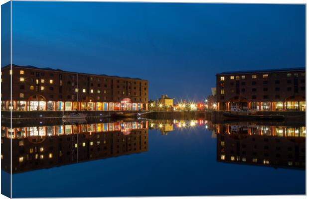 Albert Dock Reflected Canvas Print by Roger Green
