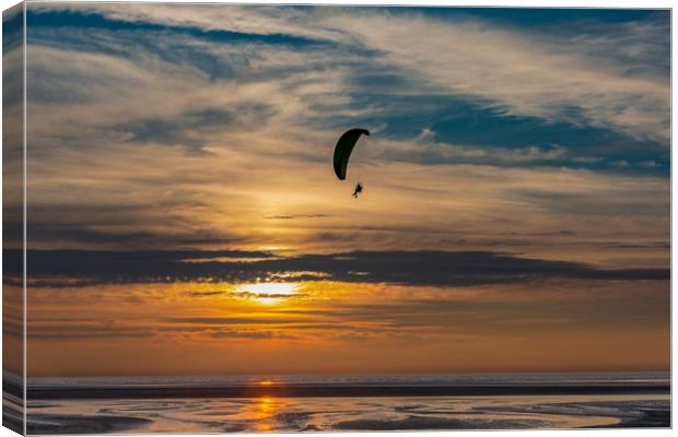 Paramotor Sunset Canvas Print by Roger Green