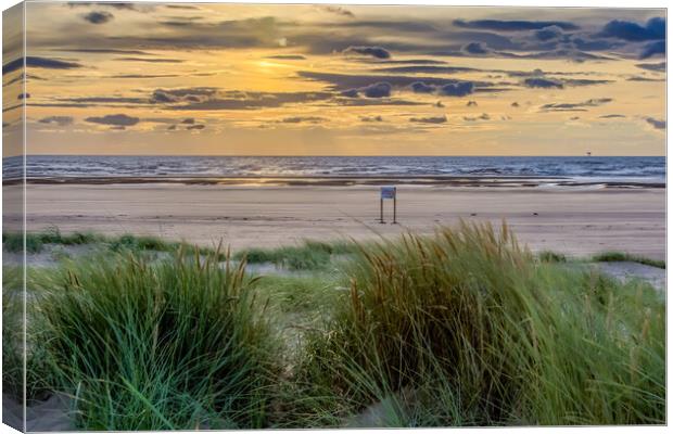 Sunset on Ainsdale Beach Canvas Print by Roger Green