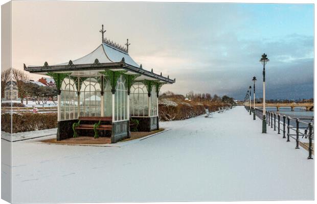 Snowy Southport Canvas Print by Roger Green