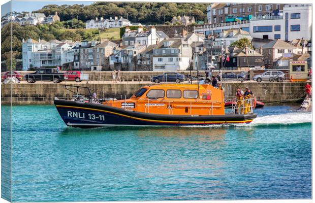 The St Ives lifeboat - Nora Stachura Canvas Print by Roger Green