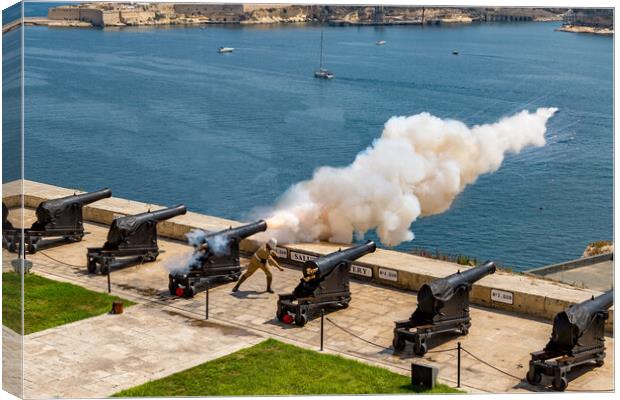 Saluting Battery in Valletta Canvas Print by Roger Green