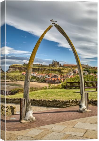 Whitby Whale Bone Arch Canvas Print by Roger Green