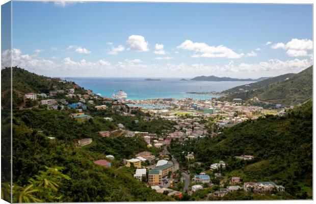 Overlooking Road Town on Tortola Canvas Print by Roger Green