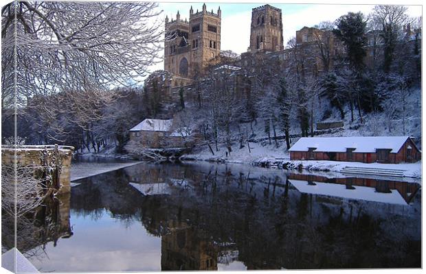Durham Cathedral In Winter Canvas Print by Dave Parkin