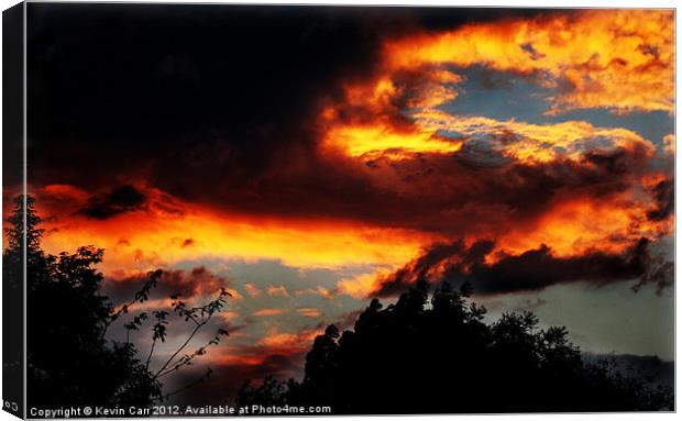 Burning Red Sky Canvas Print by Kevin Carr