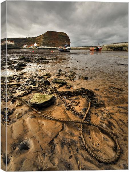 Staithes Harbour Canvas Print by Richard Peck