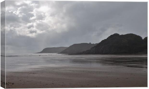 Caswell Bay. Canvas Print by Becky Dix