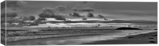 Llangennith Beach and Burry Holms. Canvas Print by Becky Dix