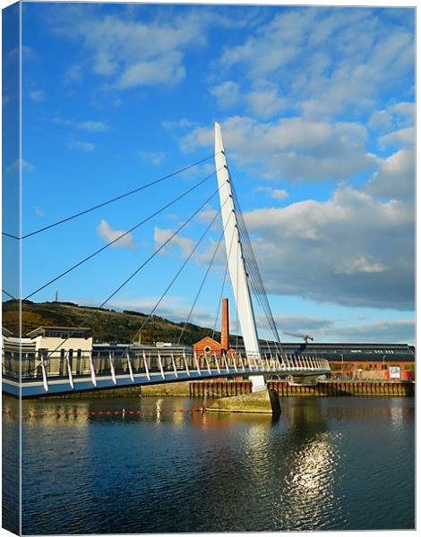 Sail Bridge, Swansea. Canvas Print by Becky Dix