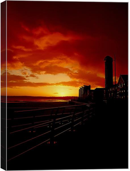 Swansea Bay Sunset. Canvas Print by Becky Dix