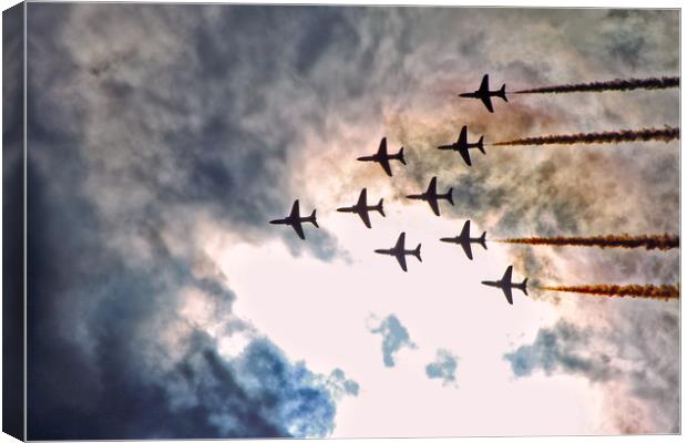 Red Arrows & Rain Clouds. Canvas Print by Becky Dix