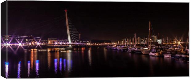  Swansea Sail Bridge at Night. Canvas Print by Becky Dix
