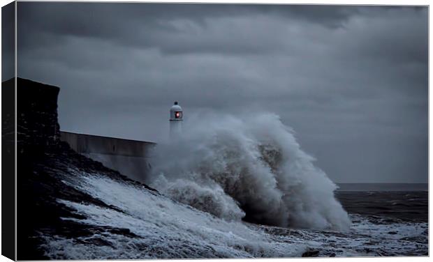  Mighty Waves in Porthcawl. Canvas Print by Becky Dix