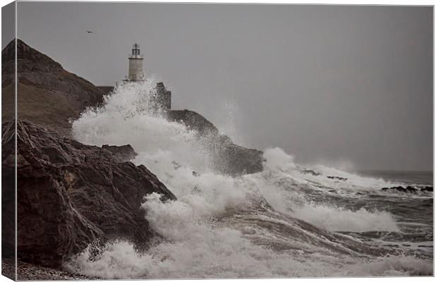  Waves at the Lighthouse. Canvas Print by Becky Dix