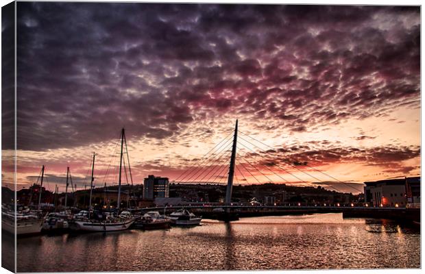 Swansea Sail Bridge.  Canvas Print by Becky Dix