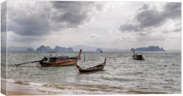 Serene Boats on a Dreamy Thai Beach Canvas Print by Rus Ki