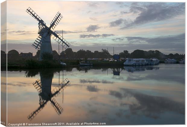 Thurne Mill at Dawn Canvas Print by Francesca Shearcroft
