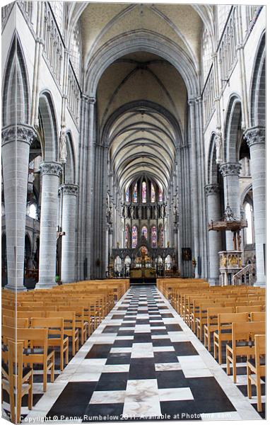 aisle inside St Martin's Cathedral Ypres Canvas Print by Elouera Photography