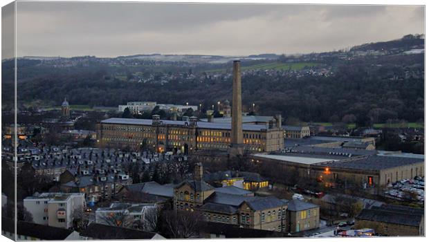 saltaire from top of saint pauls church shipley Canvas Print by simon sugden